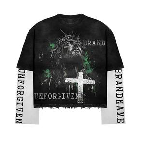 Camiseta de Manga Corta Extra Grande de Doble Capa 100% Algodón de Alta Calidad, Ecológica, Transpirable, Cuello Redondo, Estilo Casual Urbano Y2K - Product Image 2