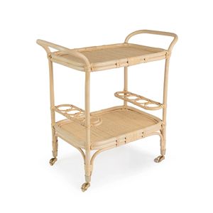Rattan wine bar cart top selling stylish food carts for sale good quality natural barcart trolley - Product Image 1