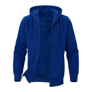 Sweat à capuche zippé décontracté en molleton de coton épais, uni, unisexe, streetwear, avec logo personnalisé, pour hommes - Product Image 1