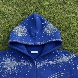 Sudaderas con Pedrería Estilo Bling para Hombre, Venta al Por Mayor, Color Personalizado, Cómodas y Transpirables, Sudadera con Cierre para Moda Urbana - Product Image 2