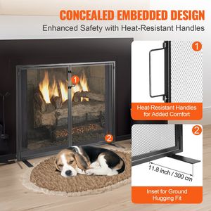 Robusto Schermo per Caminetto in Rete di Ferro, 1 Pannello con Porta, 38.98"L X 30.7"H, Protezione Antifiamma, Installazione Semplice, Accessorio per Caminetto - Product Image 5