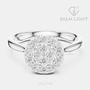 0.444CT IGI Certified Lab Grown Diamond Round Cut Engagement <b>Ring</b> 14K White Gold F+ VS+ Pavé Band Bridal Fine Jewelry Gift - Product Image 1