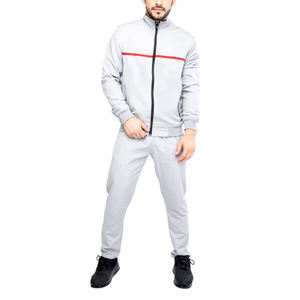 Chándal Gris Claro para Hombre, Manga Larga, Cierre de Cremallera, Ropa Casual de Primavera con Bolsillos Laterales, Corte Regular, Transpirable, Diseño Sólido - Product Image 2