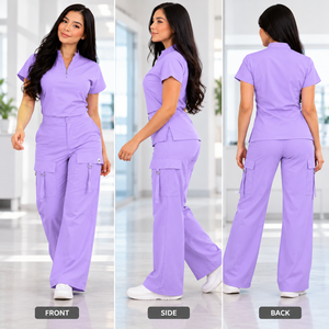 Ensemble d'uniformes médicaux pour hommes en tissu performant polyester élasthanne 220 GSM, noir, avec fermeture éclair quart, broderie personnalisée et logo DTF - Product Image 3