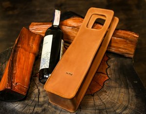 Porte-bouteille de vin portable, robuste, de luxe, en cuir véritable, avec bouton, classique, élégant, tendance, cadeau - Product Image 4