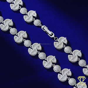 Luxury <b>Tennis</b> Chain <b>Necklace</b> Alternating Round And Double Loop Stone Links Iced Out Fashion Jewelry - Product Image 4