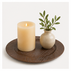 Platos de Madera Rústicos al por Mayor, Platos Redondos con Diseño de Veta de Madera para Decoración de Mesa de Boda Estilo Rústico y Eventos de Catering - Product Image 2