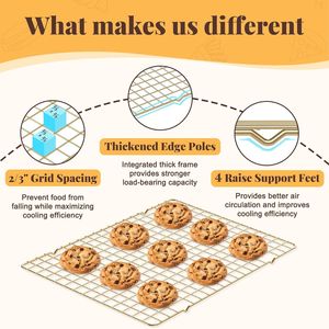 Griglie di raffreddamento per cottura e forno - 2 pz. Griglie in rete metallica da 25x38 cm per forno, cottura, grigliatura, arrosto e drenaggio - Product Image 4