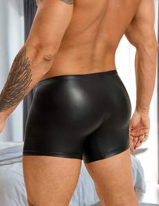 Quality Men Cowhide Leather Shorts High Street Mid Waistband Breathable Windproof Customized Printing Solid Color Shorts - Product Image 2