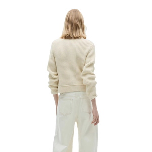 Pull en tricot doux pour femme, manches longues, décontracté, chaud, col rond, poignets côtelés, coupe ample, pour l'hiver et l'automne, confortable pour tous les jours - Product Image 2