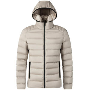 Chaqueta de Invierno para Hombre con Capucha y Bloques de Color, Cuello Alto, Cierre de Cremallera, Cortavientos, Ajuste Holgado Informal, Relleno de Poliéster - Product Image 1