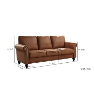 Divano Chesterfield in Pelle Leathaire con Braccioli Arrotondati e Angolari, Sezionale per Soggiorno, Elegante Rivestimento per Salotto - Product Image 2
