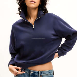 Heavywight Puff Print Sweat à capuche brodé Unisexe Logo personnalisé Terry Blank 14 Zip Sweats à capuche et sweat-shirt pour femme - Product Image 1