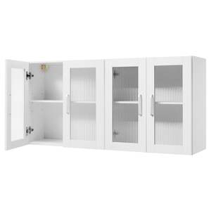 2-Tier White 12 X 24 X 24 (D X W X H) Laundry Room <b>Wall</b> <b>Mounted</b> Cabinet Adjustable Shelf 4 Doors Kitchen Bathroom <b>Cupboard</b> - Product Image 1