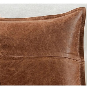 Brown PU Leather Decorative <b>Cushion</b> <b>Cover</b> Square Pillow <b>Cover</b> Washable Removable <b>Cover</b> for Sofa Hotel Home - Product Image 4