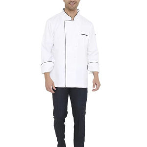 Chaqueta de Chef Negra Personalizada con Ribete Amarillo, Uniforme de Cocina de Manga Larga, Chaqueta de Chef Profesional para Restaurante, Hotel, Panadería, Catering - Product Image 1