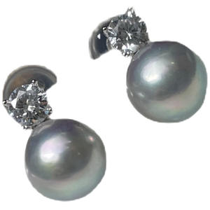 Boucles d'oreilles en perles d'eau de mer japonaises Akoya de 7 à 9 mm, authentiques, en chanvre avec argent pur S925, style reine, design simple et polyvalent - Product Image 2