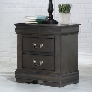 Comodino in pino massiccio grigio scuro con 2 cassetti - Product Image 2