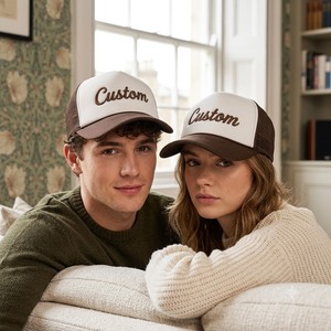 High Quality 6 Panel Cotton Mesh Trucker <b>Hat</b> Curved Brim Custom Logo Embroidered Structured Hip Hop Style Casual Outdoor Travel - Product Image 6