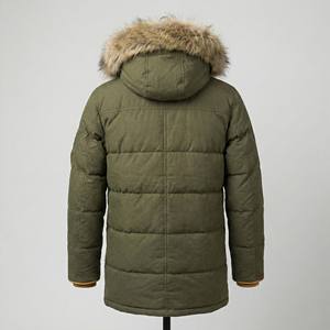 Blouson Bomber matelassé pour homme, style automne, avec col montant, capuche en fausse fourrure, en coton ciré, logo frontal, poignets côtelés - Manteau d'extérieur - Product Image 2