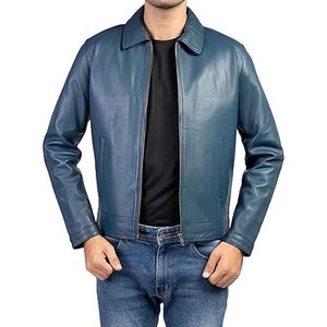Veste en cuir PU pour homme, style motard en cuir d'agneau véritable, coupe ajustée, chaude pour l'hiver, séchage rapide, respirante, logo personnalisé, fournisseur en gros - Product Image 5