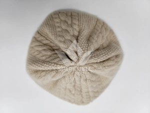 Bonnet beige tricoté à la main 100% acrylique à motif géométrique unisexe pour adulte, style décontracté, 56-58 cm - Product Image 3