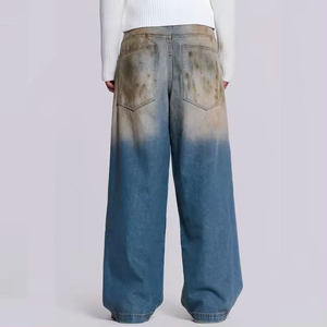 Pantalones anchos de estilo urbano para hombre, con bordado personalizado, vaqueros cargo de hip hop, pantalones anchos de marca OEM personalizados, lavados. - Product Image 3