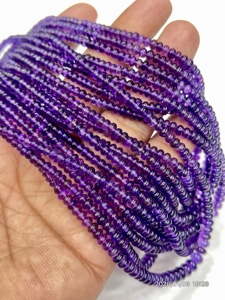 AAA Natural Purple <b>Amethyst</b> Smooth Rondelle Gemstone Beads 4-5mm 17 Inch Strand Jewelry Making China Wholesale Supplier - Product Image 3