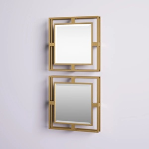 Espejo de pared con marco de metal de lujo, juego de dos, de aluminio fundido, llamativo, para decoración. - Product Image 3