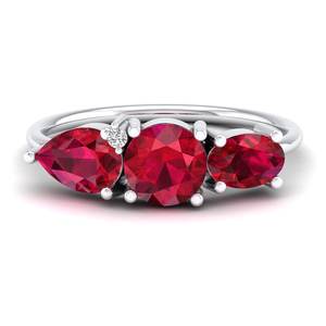 Anillo de Plata de Ley 925 con Rubí y Moissanita para Mujer, Chapado en Oro de 14K, Certificado GRA, Precio al por Mayor REYES - Product Image 1