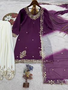 ชุดเสื้อท่อนบน 3 ชิ้น พร้อมผ้าคลุมไหล่ ดีไซน์หรูหรา ตกแต่งด้วยงานปักสวยงาม สำหรับผู้หญิง สวมใส่ในงานพิธีแบบดั้งเดิม - Product Image 5