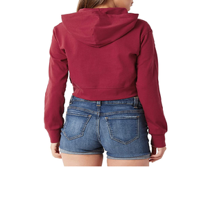 Haut à capuche de yoga personnalisé pour femmes, à manches longues, avec ourlet arrondi, style crop top, pour entraînement, pour fabricants - Product Image 4