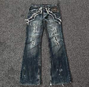 <b>Men</b> High Waist <b>Flare</b> <b>Jeans</b> Distressed Ripped Denim Punk Style Cotton Pants Streetwear Button Fly Autumn Wear - Product Image 2