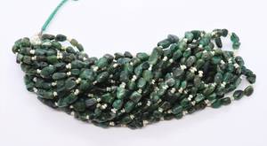 Perles de pierres précieuses naturelles en émeraude : Pépites lisses, Perles roulées de 5-7 mm, Perles à facettes de 16 pouces, Vente en gros - Product Image 5