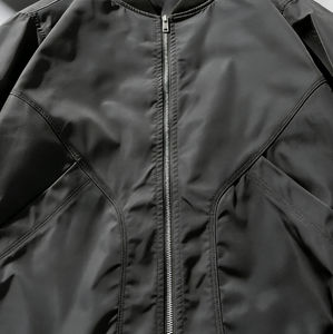 Blouson bomber blanc pour homme, col montant, fermeture éclair, coupe décontractée, vêtement d'automne, coupe-vent, en polyester - Product Image 3