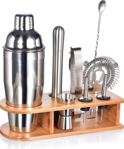 Juego de coctelera Barbox con soporte de exhibición de mesa, negro mate. - Product Image 1