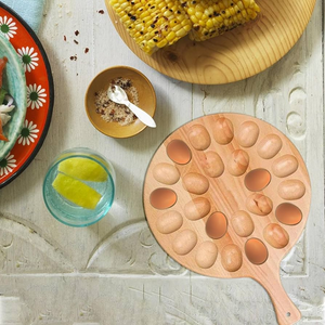 Bandeja de madera para dividir huevos con 15 orificios para servir huevos cocidos, organizador de mesa para el desayuno, plato de la mejor calidad y bajo precio - Product Image 4