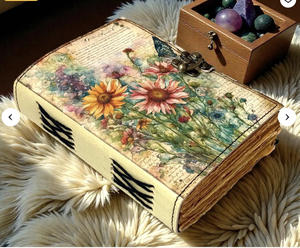 Handmade Paper Grimoire Book Shadows Witchcraft Spell Journal Vintage Wiccan Pagan Gothic Floral Gifts Hardcover <b>Diary</b> New Era - Product Image 2