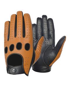 Gants de conduite en cuir de style vintage pour hommes, respirants, en cuir de vachette perforé, pour les passionnés de voitures classiques - Product Image 6
