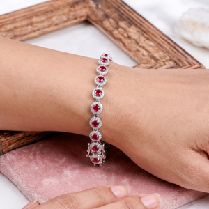 Latest High Quality Garnet Faceted Cut Gemstone Cubic Zircon 925 Sterling Silver Women's <b>Bracelet</b> Handmade Trendy Wedding Gift - Product Image 6