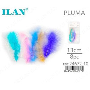 Plumas ILAN de 13 cm, 8 Piezas, Colores Variados, para Manualidades - Product Image 1