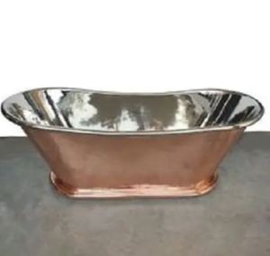 Baignoire autoportante ovale en cuivre avec pieds en forme de griffe, finition cuivre antique, baignoire en métal pour salle de bain et spa - Product Image 1