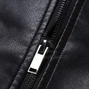 Chaqueta bomber de cuero genuino para hombre, chaqueta informal de cuero suave con cremallera frontal, cintura elástica acanalada y acabado premium. - Product Image 6