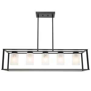 Moderno dispositivo pendente industriale a 5 luci per soggiorno camera da letto con finitura nera opaca illuminazione classica ad isola - Product Image 2