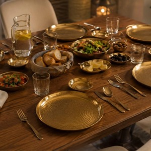 Bandeja de Servir de Lujo de Latón Martillado Hecha a Mano, Diseño Moderno, Apta para Lavavajillas, Ligera - Product Image 3