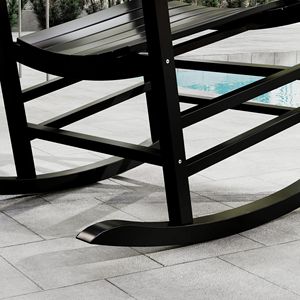 Sedie a dondolo in legno nero con braccioli, perfette per l'arredamento di balconi e verande - Product Image 5