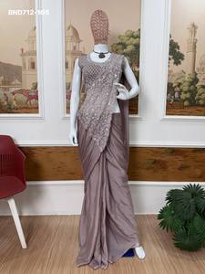 Sari de Seda Rangoli de Diseño Moderno y Excelente Calidad con Bordado y Lentejuelas, Conjunto de Sari y Blusa, Proveedor y Exportador Mundial - Product Image 2