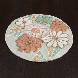 Most Trending <b>Beaded</b> <b>Placemat</b> Embroidered Floral Design Multi-color <b>Placemat</b> Protect Your Dining From Heat Damage in Low Price - Product Image 2