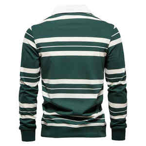 Nouveaux Polos en Coton 2026 pour Hommes à Manches Longues Grande Taille Style Baseball Rayé Respirant - Product Image 4