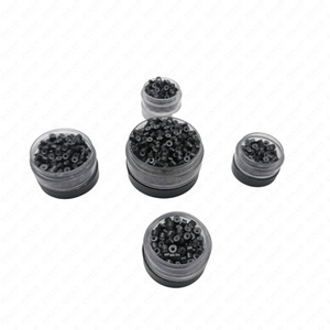 Black <b>Silicone</b> Lined 5mm Micro Link <b>Beads</b> Hair Extension Rings 200PCS Wholesale OEM Supply - Product Image 6